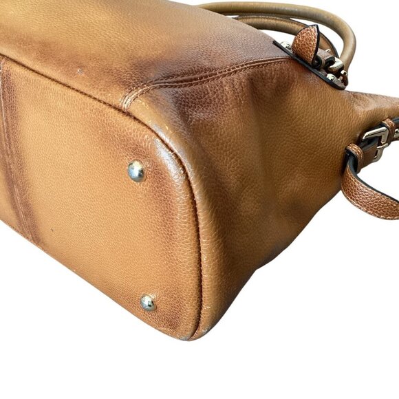 KATTEE Sorrel Brown Pebbled Leather Satchel Top Handle Bag Large #324A - Picture 10 of 13